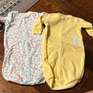 Yellow and Floral Duck Print sleep sacks